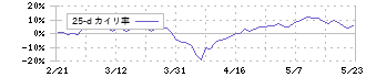 東テク(9960)の乖離率(25日)